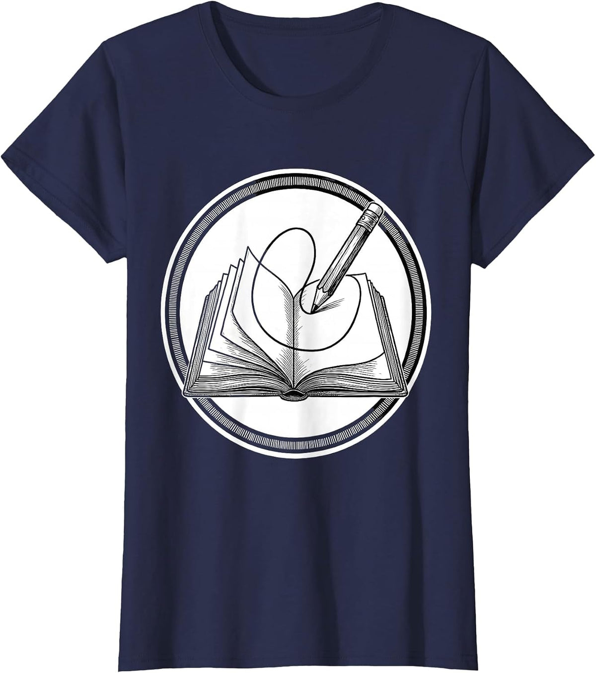 Women's Art Teacher Sketchbook Self-Drawing Pencil Design T-Shirt - Navy Blue