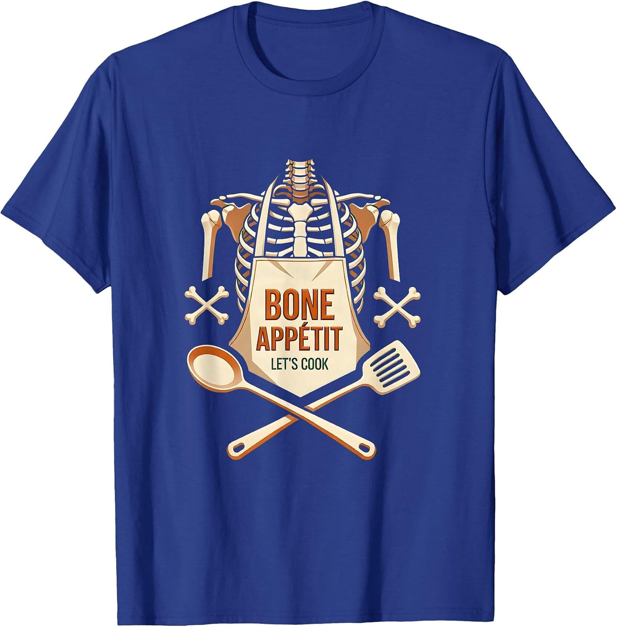 Men's Bone Appetit Halloween Skeleton Chef Design T-Shirt - Royal Blue