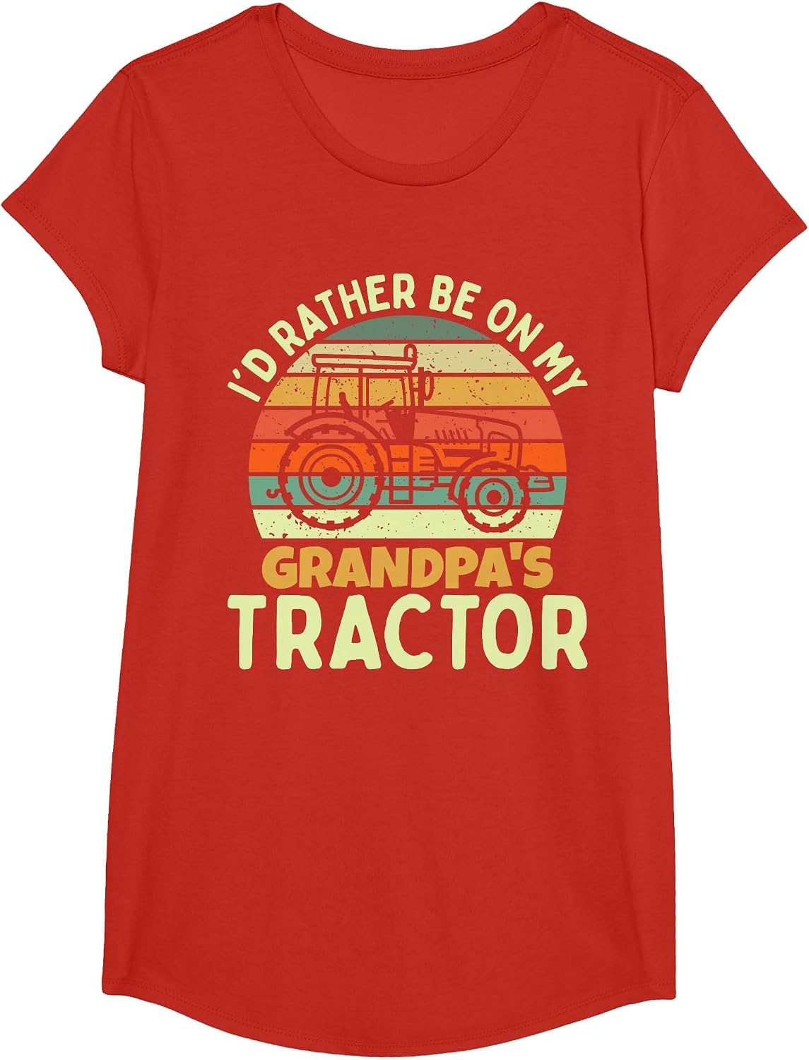 Funny Farmer Kids Farm Tractor T-Shirt - Girls Red