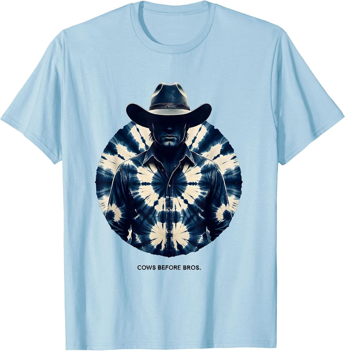 Men's Cows Before Bros Funny Cow Lover Design T-Shirt - Baby Blue