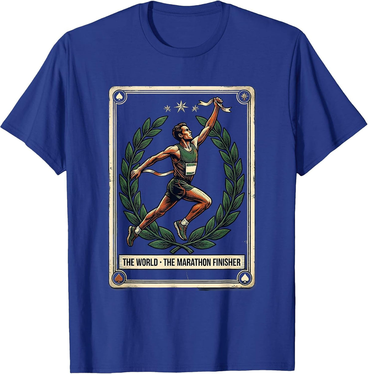 The World The Marathon Finisher Vintage Runner Gift T-Shirt - Royal Blue