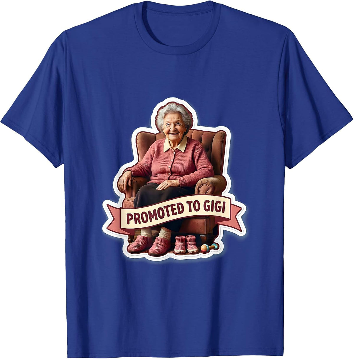 Men's Promoted to Gigi Grandma Announcement Design T-Shirt - Royal Blue