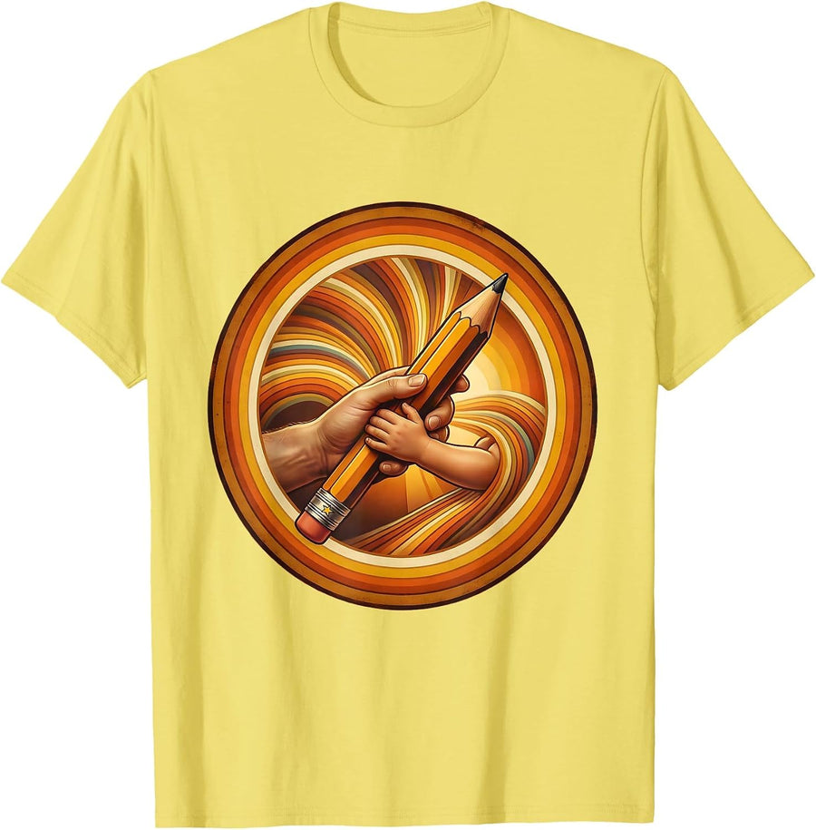 Men's Paraprofessional Teacher's Aide Guiding Child Graphic T-Shirt - Lemon Yellow