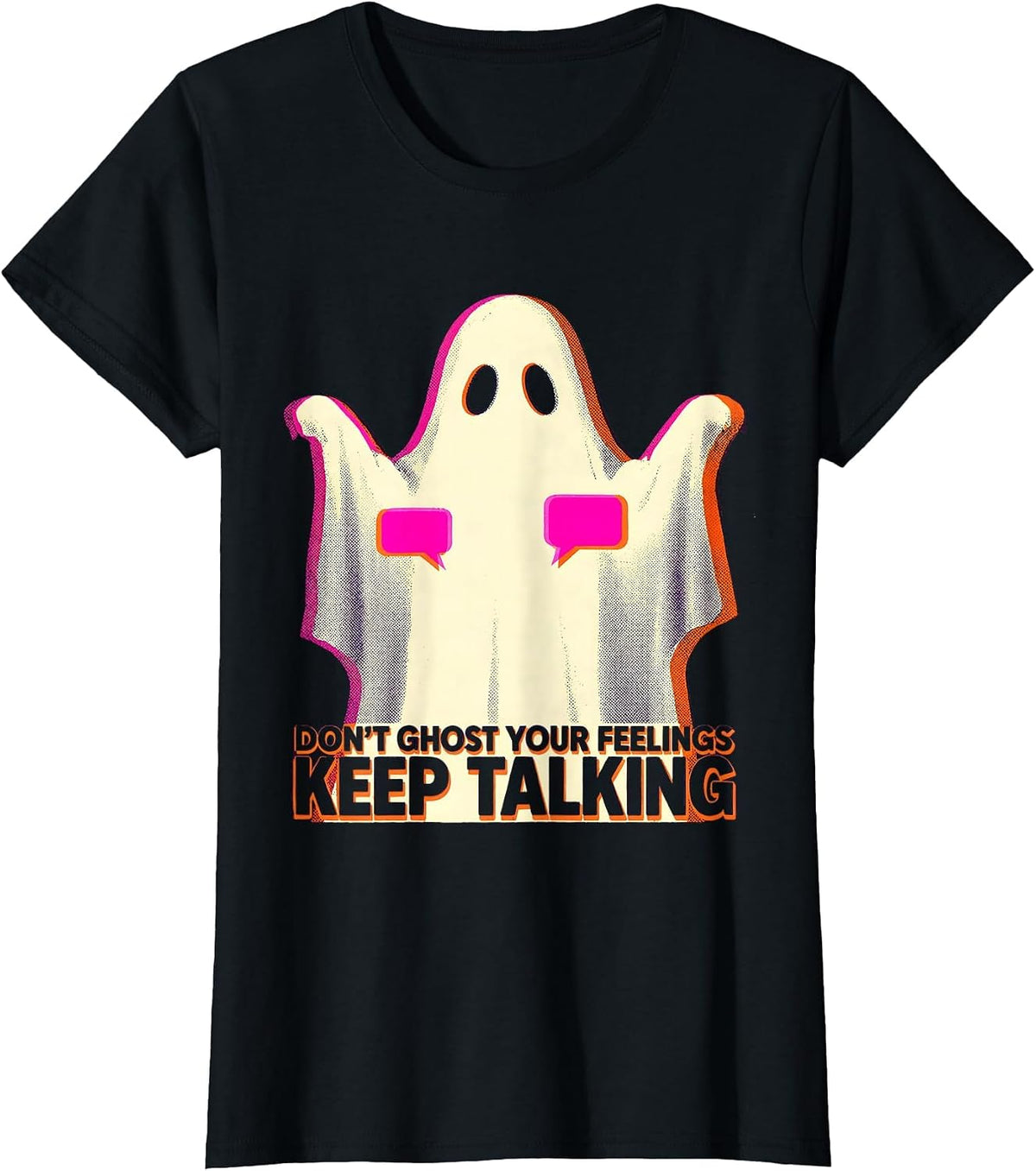 Don't Ghost Your Feelings—Keep Talking Risograph Mental T-Shirt - Black