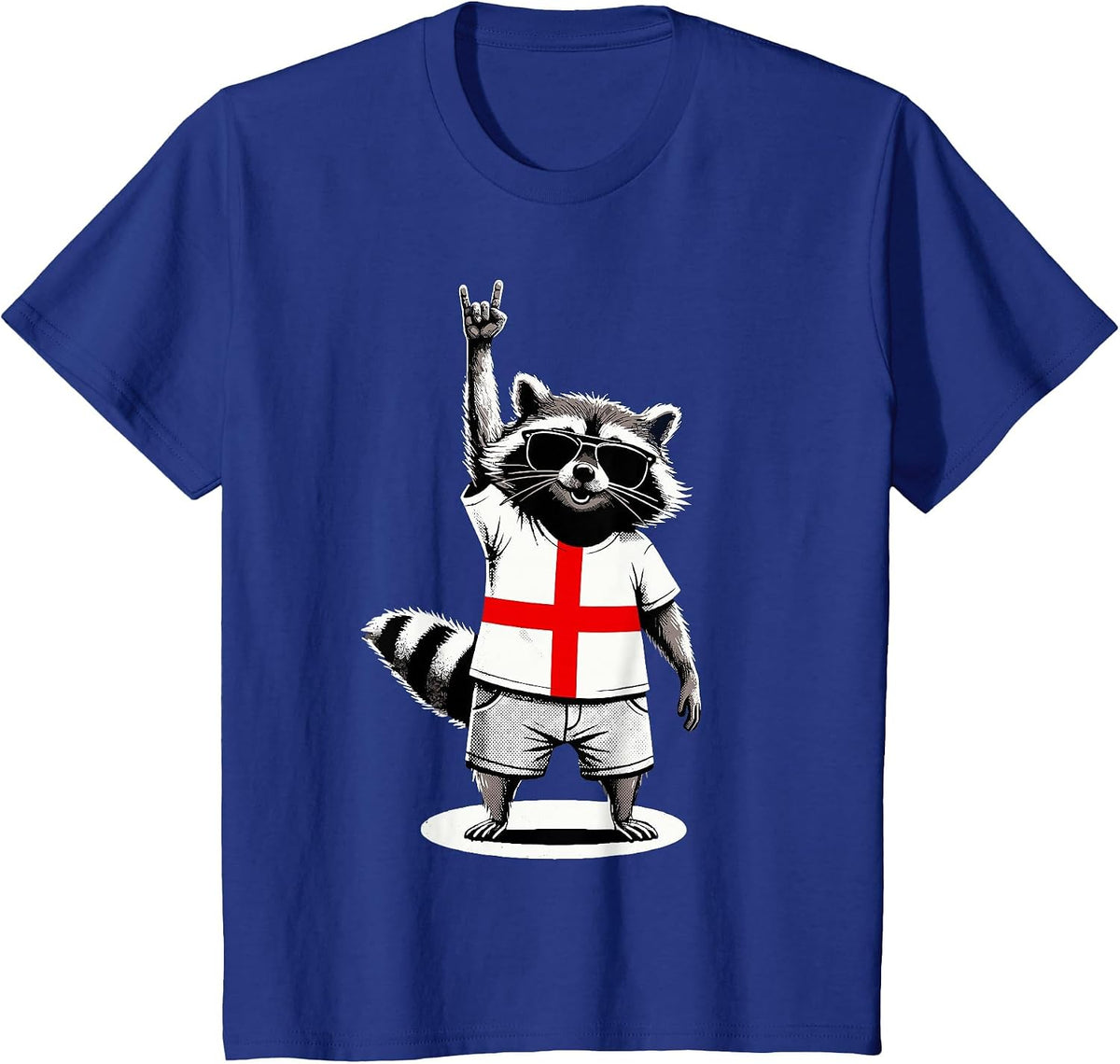 English Flag Raccoon Funny England T-Shirt - Royal Blue
