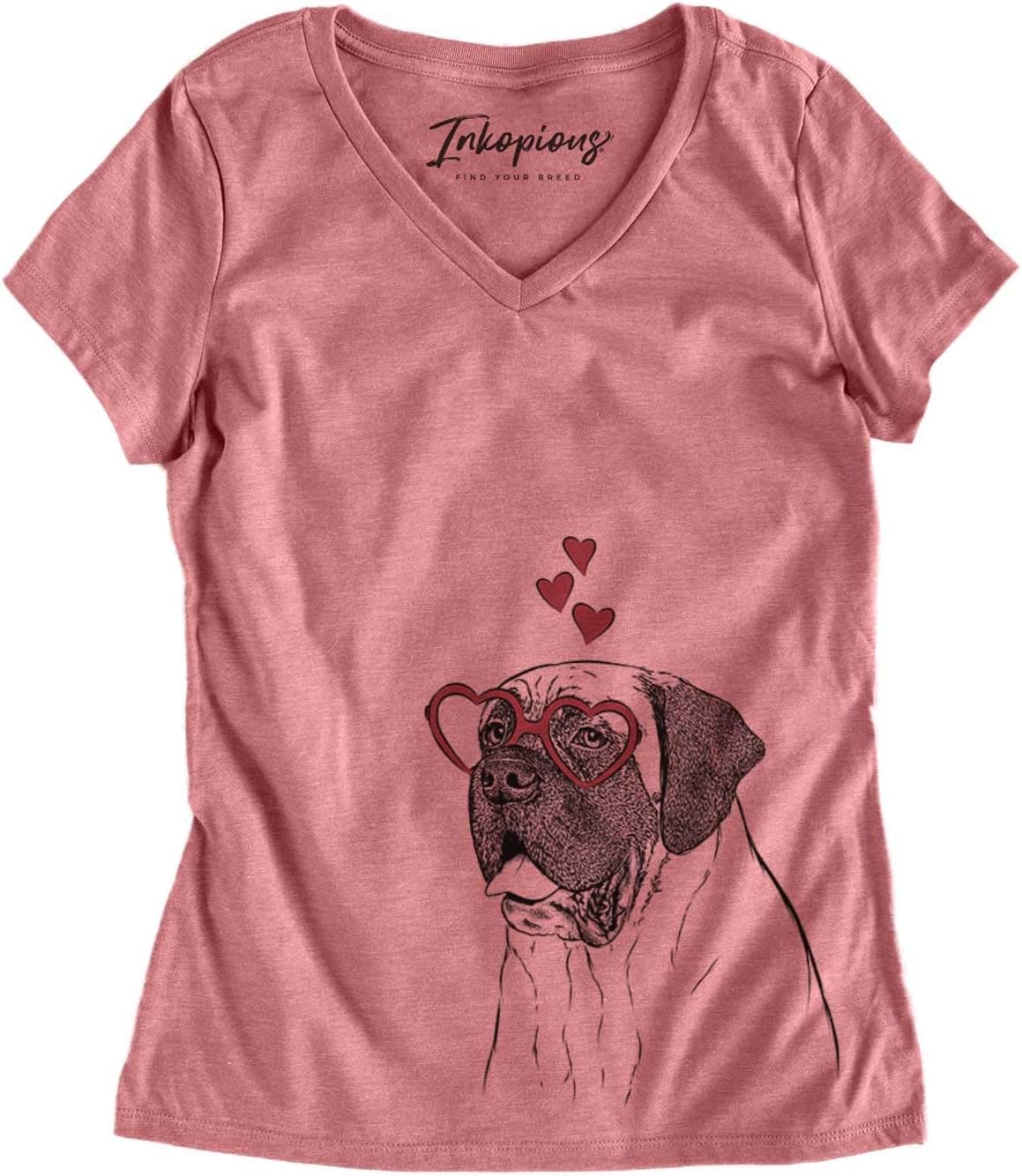 Valentine Sterling the English Mastiff Dog Triblend T-Shirt - Dusty Rose V-neck