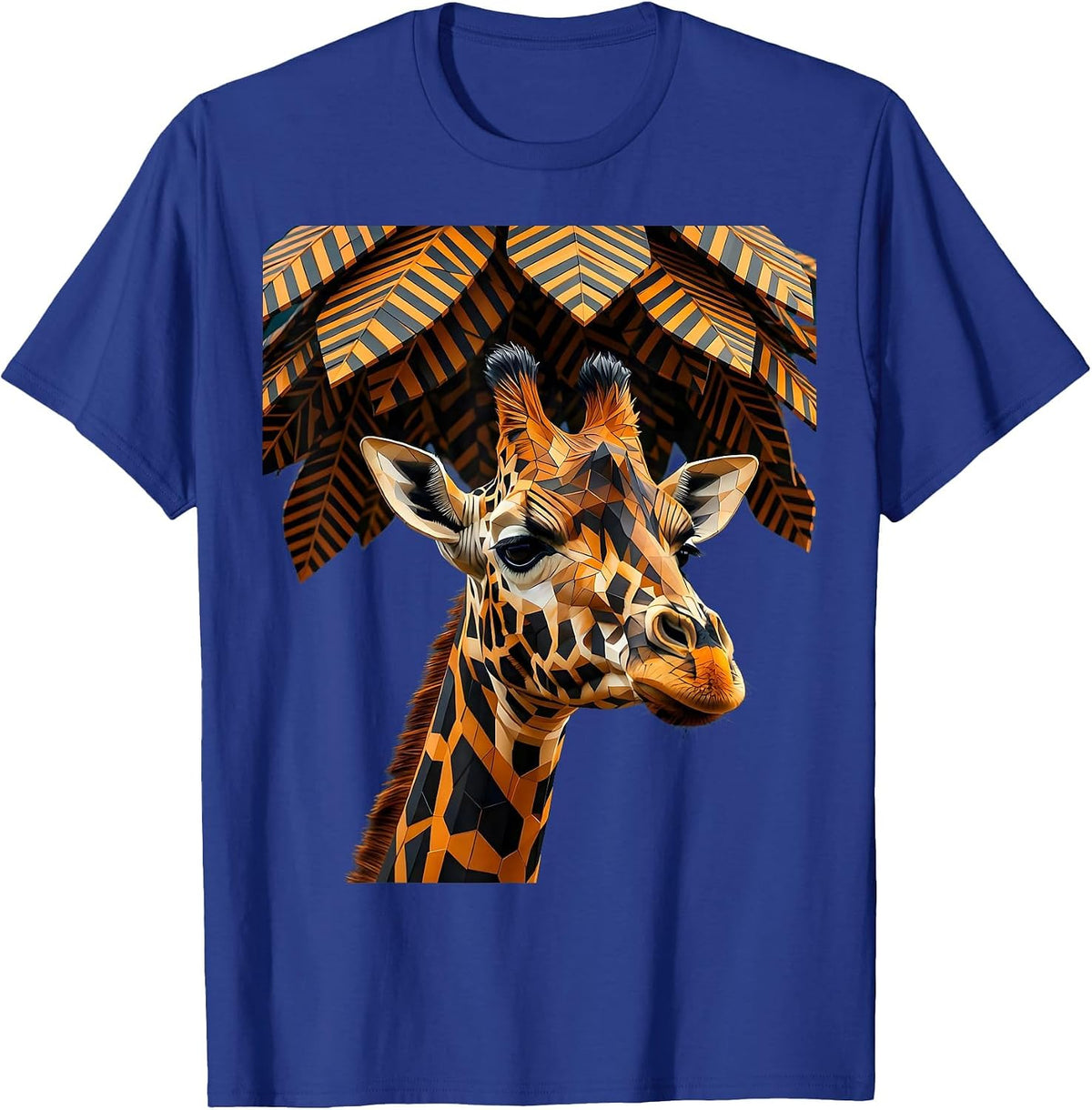 Men's Giraffe Rising Through the Jungle Canopy T-Shirt - Royal Blue