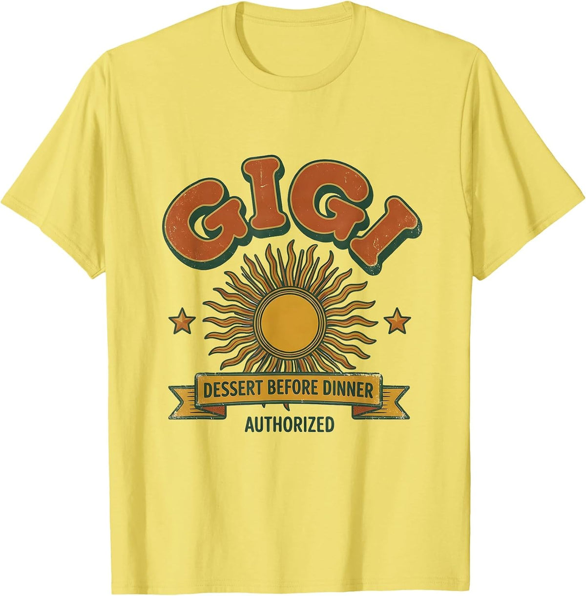 Men's Gigi: Dessert Before Dinner Authorized Vintage Retro Family T-Shirt - Lemon Yellow