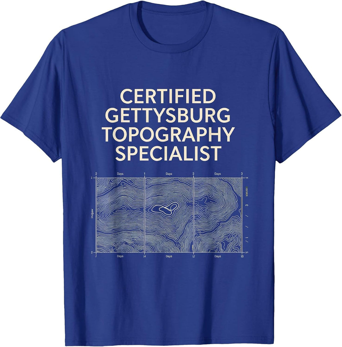 Men's Certified Gettysburg Topography Specialist History Teacher T-Shirt - Royal Blue