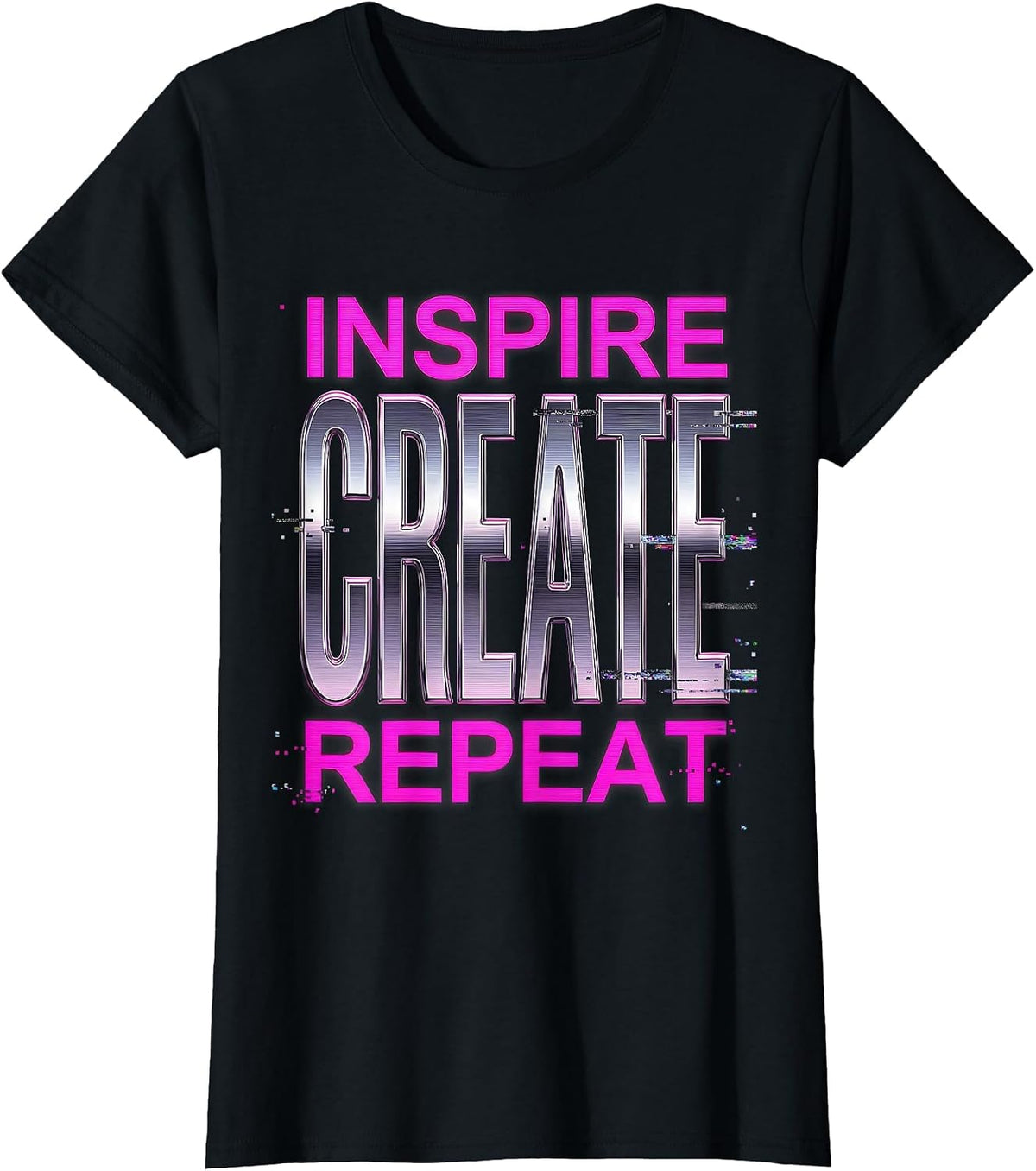 Inspire Create Repeat Art Teacher Design T-Shirt - Black