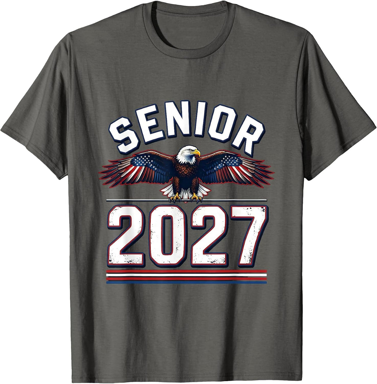 Senior 2027 Patriotic Graduation High School Class of 2027 T-Shirt - Asphalt Grey