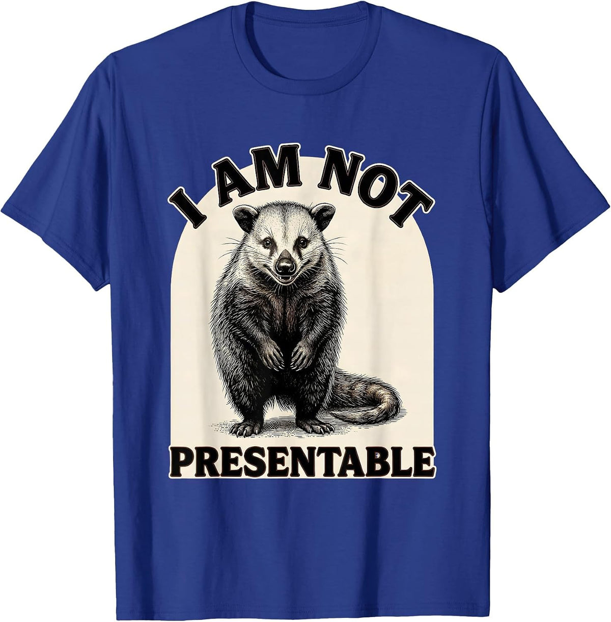 I Am Not Presentable Vintage Opossum Funny Animal Meme T-Shirt - Royal Blue