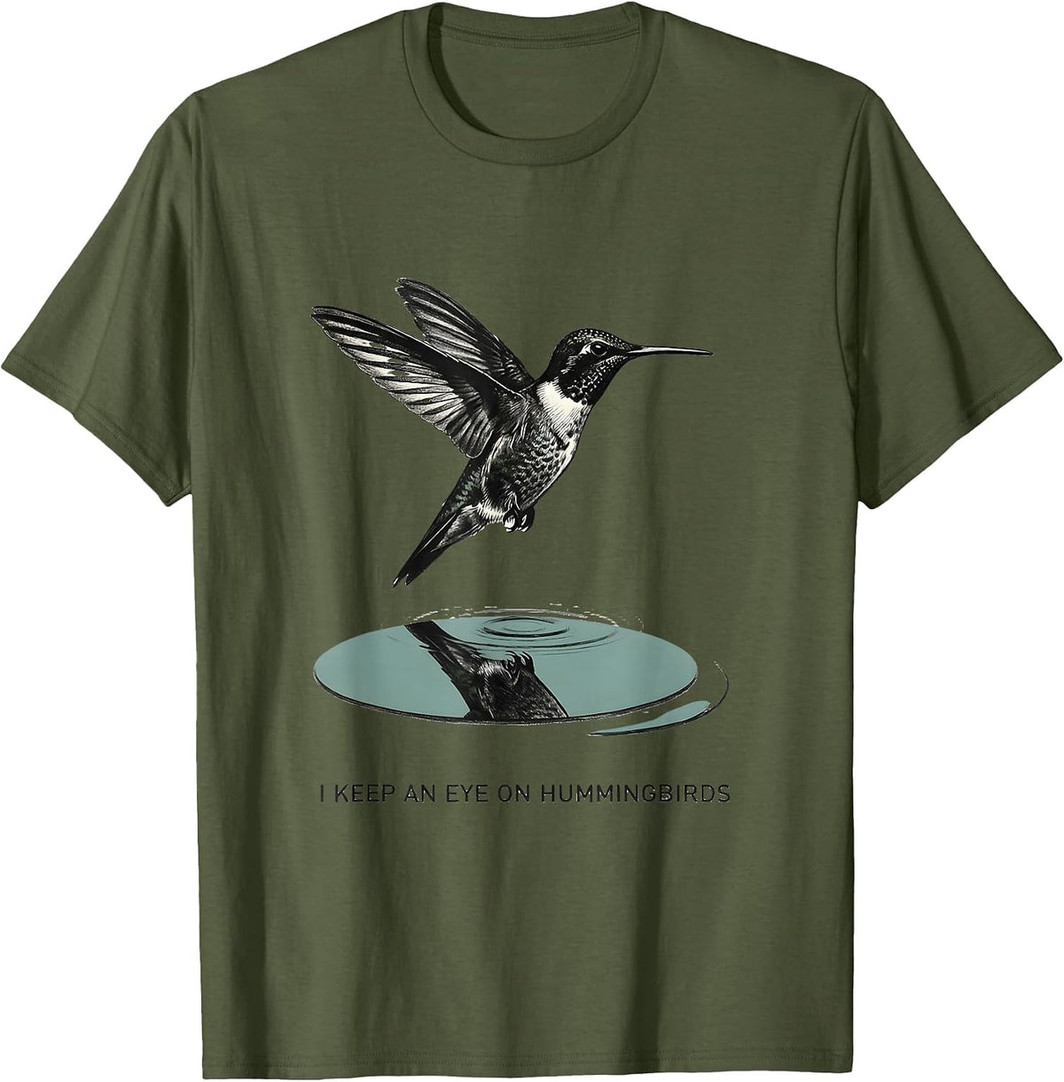 I Keep An Eye On Hummingbirds Minimalist Bird Lover Bird T-Shirt - Olive Green