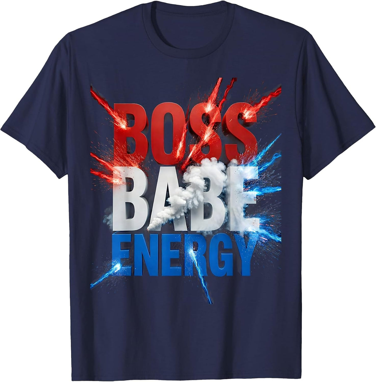 Men's Boss Babe Energy Empowerment Graphic Design T-Shirt - Navy Blue