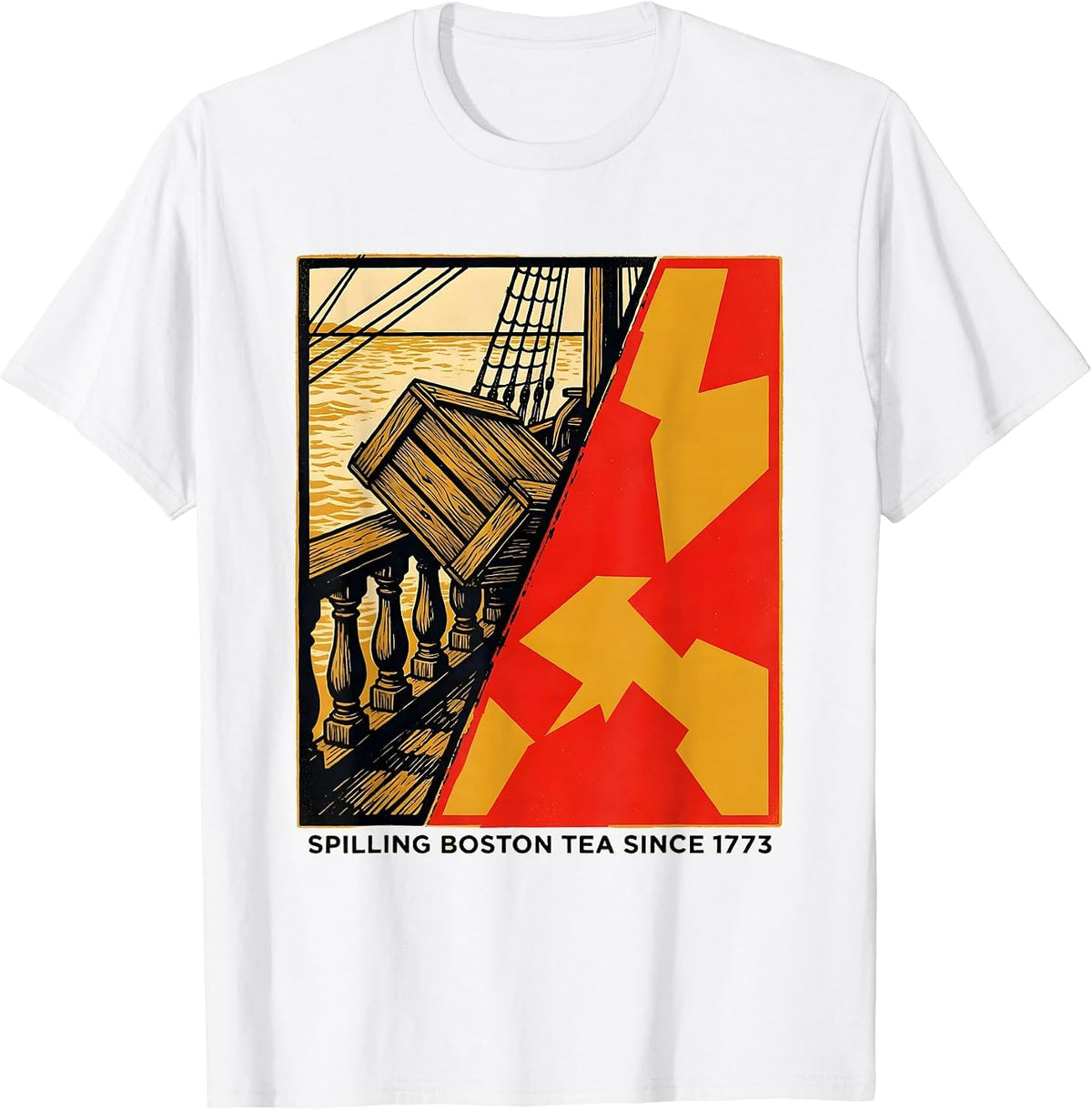 Men's Spilling Boston Tea Since 1773 Funny History Teacher Pun T-Shirt - White