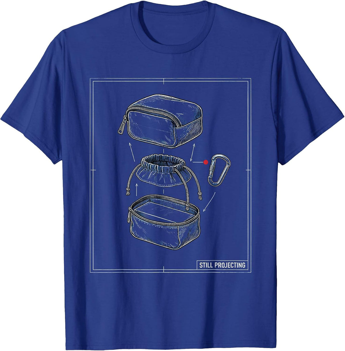 Still Projecting Blueprint Rock Climbing Bouldering Humor T-Shirt - Royal Blue