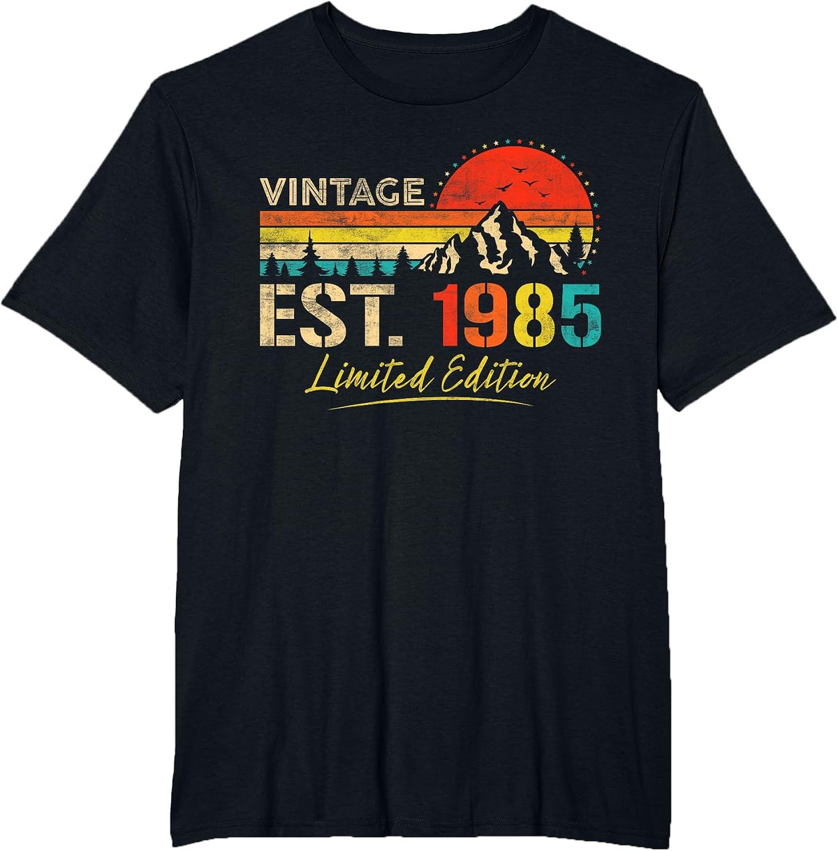 Vintage Est 1985 Limited Edition Classic 1985 Men and Women T-Shirt - Black