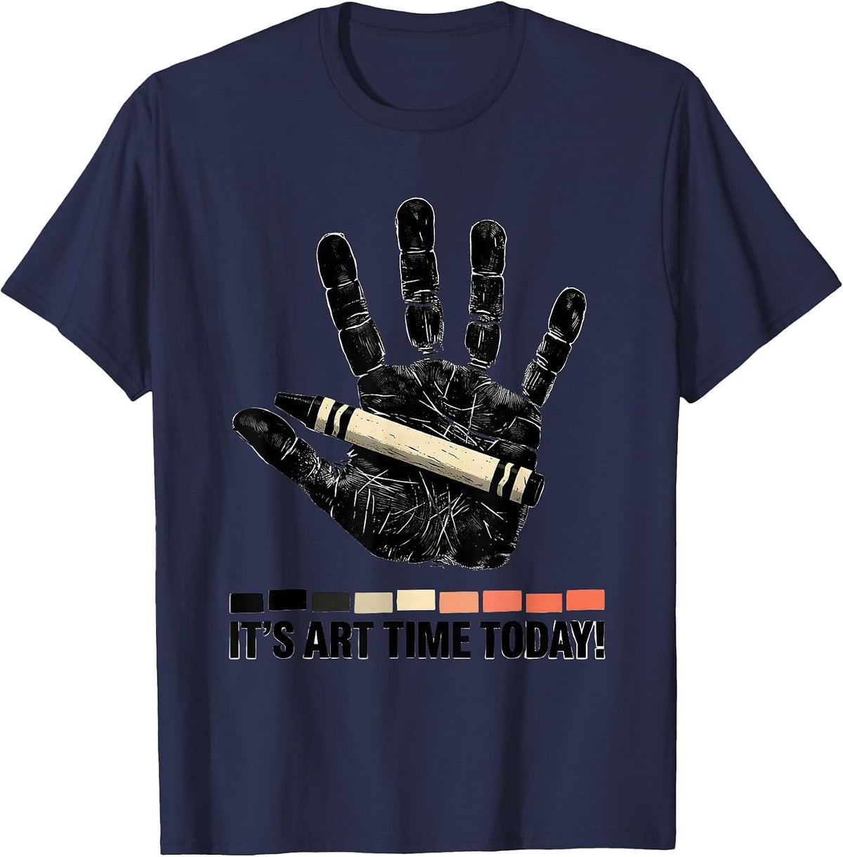 It's Art Time Today Linocut Funny Art Teacher Back To School T-Shirt - Navy Blue