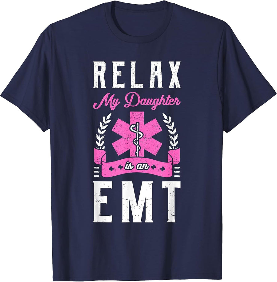 EMT Emergency Medical Technician Parents Ambulance Responder T-Shirt - Navy Blue