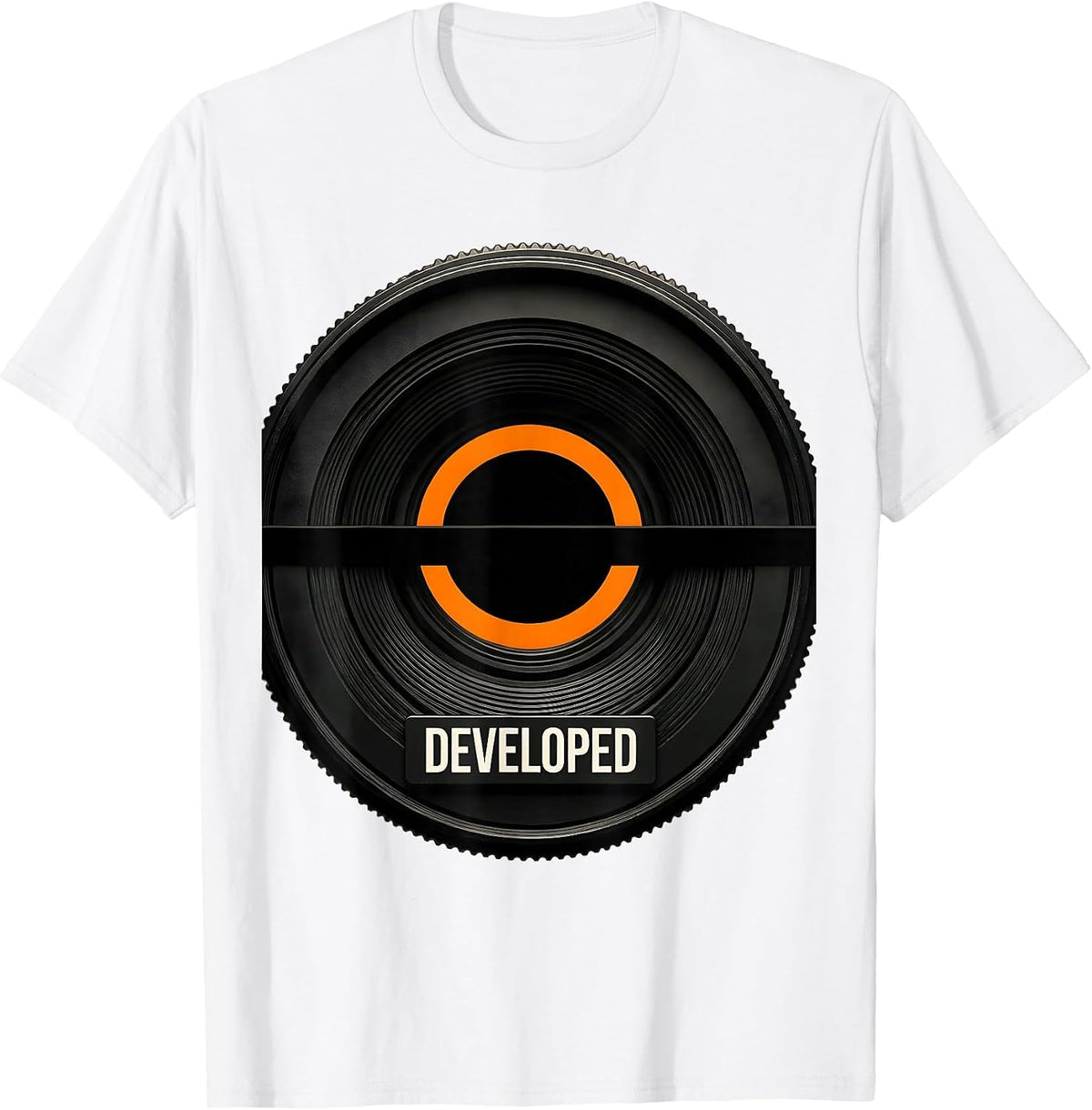 Men's Developed Brutalist Graphic Photography Hobbyist Camera T-Shirt - White