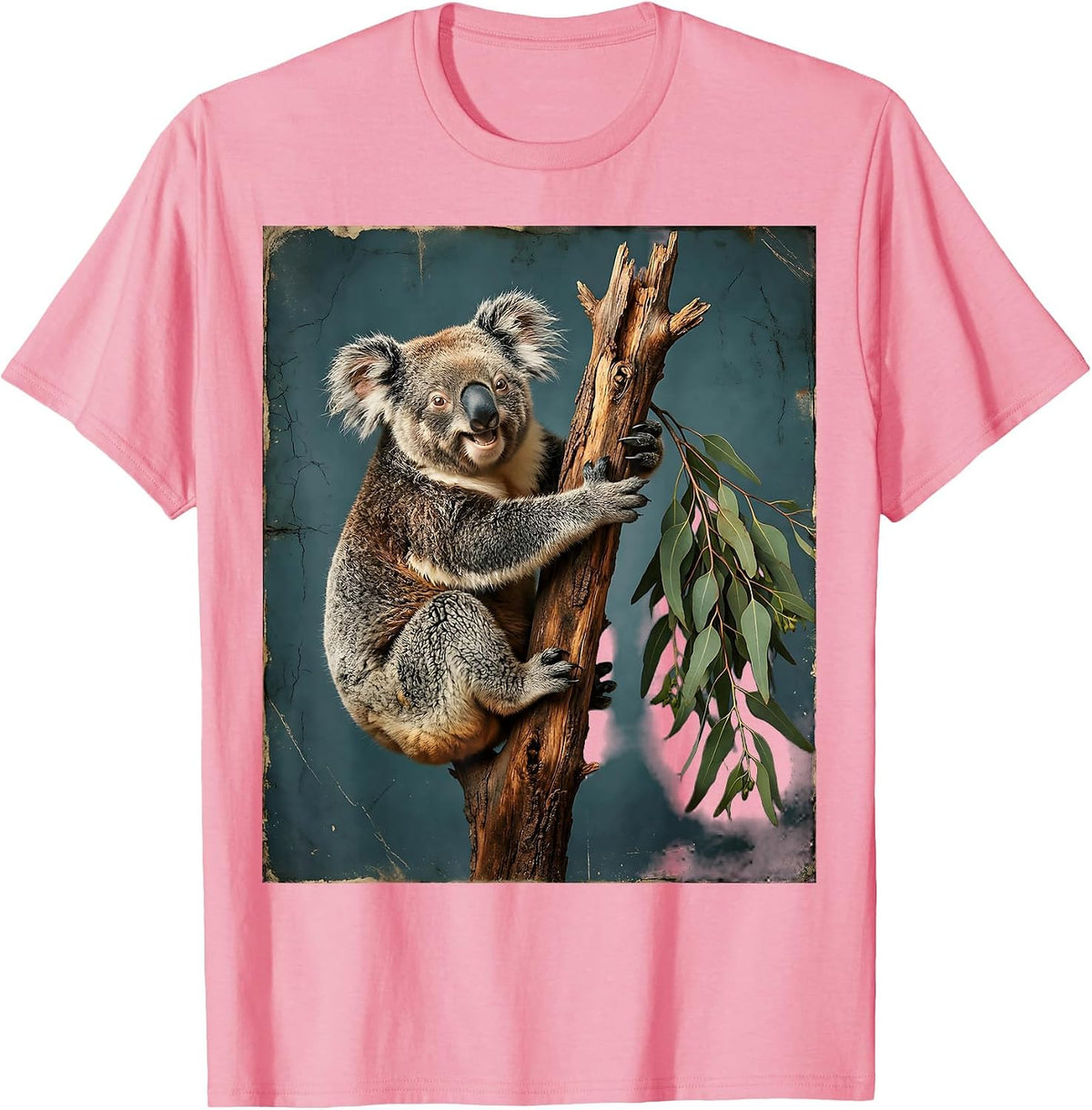 Men's Derpy Koala Hugging Wrong Tree Branch T-Shirt - Pink