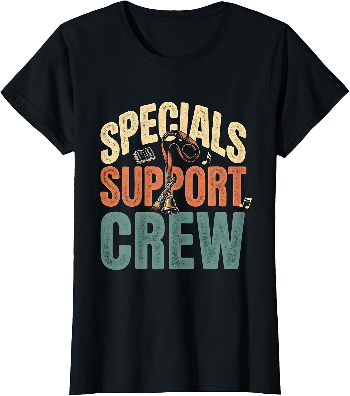 Specials Support Crew Bold Vintage Teacher Appreciation Crew T-Shirt - Black