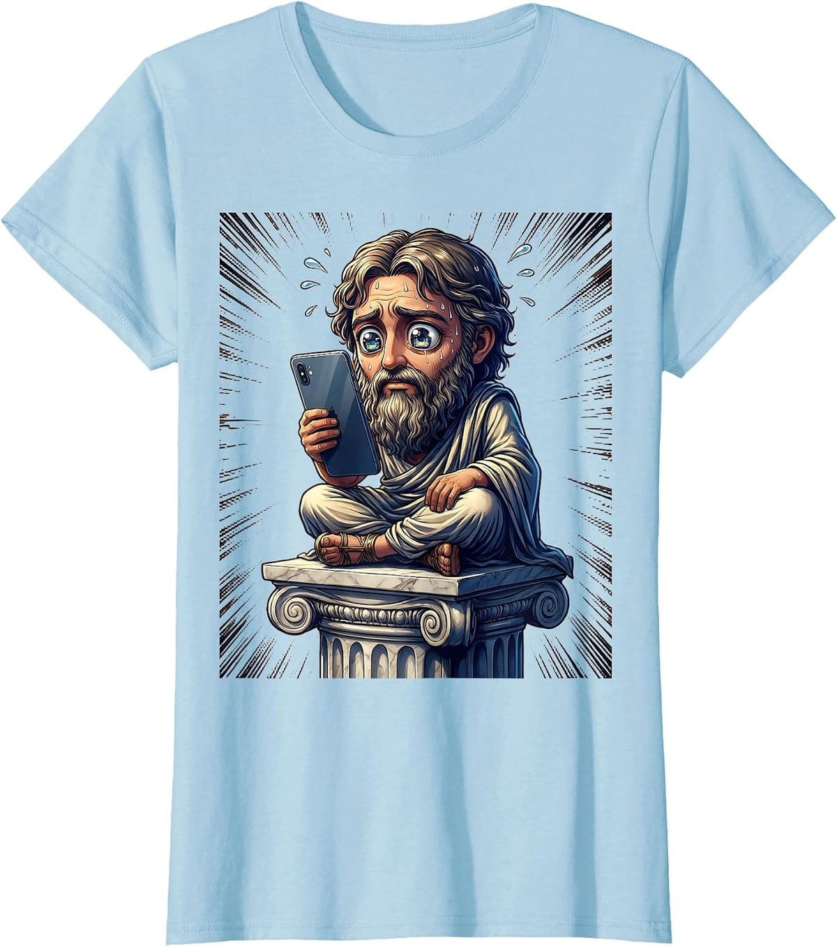 Ancient Philosopher Meets the Digital Age T-Shirt - Baby Blue