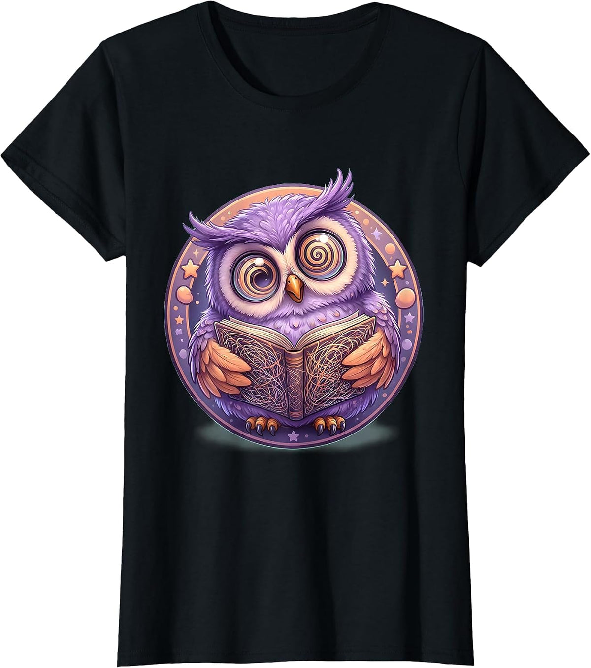 Women's Confused Owl Staring At Instructions Funny T-Shirt - Black