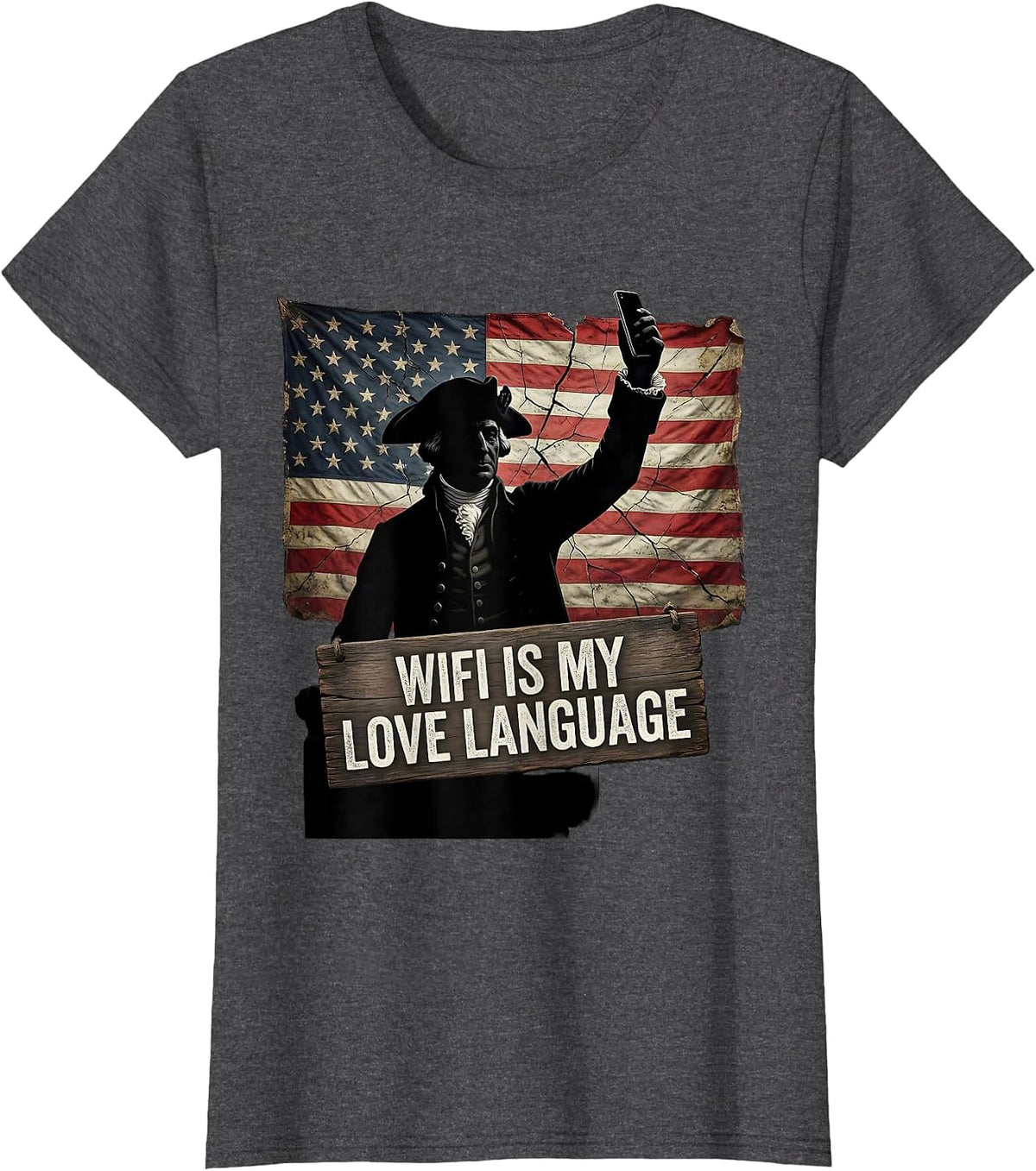 Women's WiFi Is My Love Language Funny Tech Design T-Shirt - Dark Heather Grey