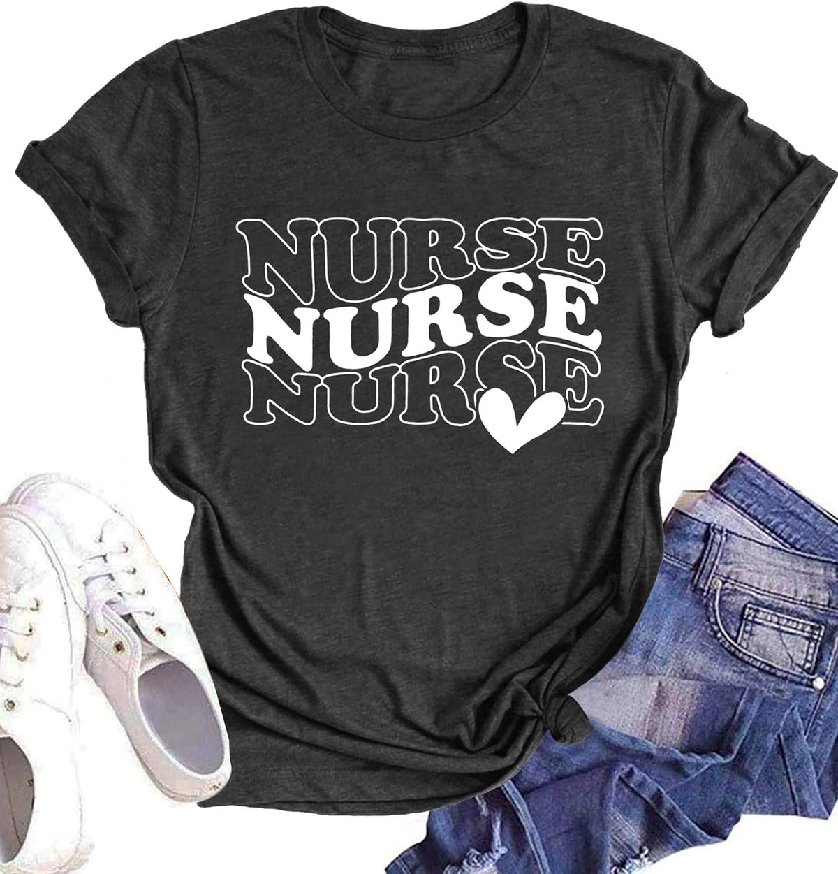 Nurse Shirt for Women Nursing School Tshirt Inspiration Nurses Gift Tees Casual Nurses Blouse Tops - Grey