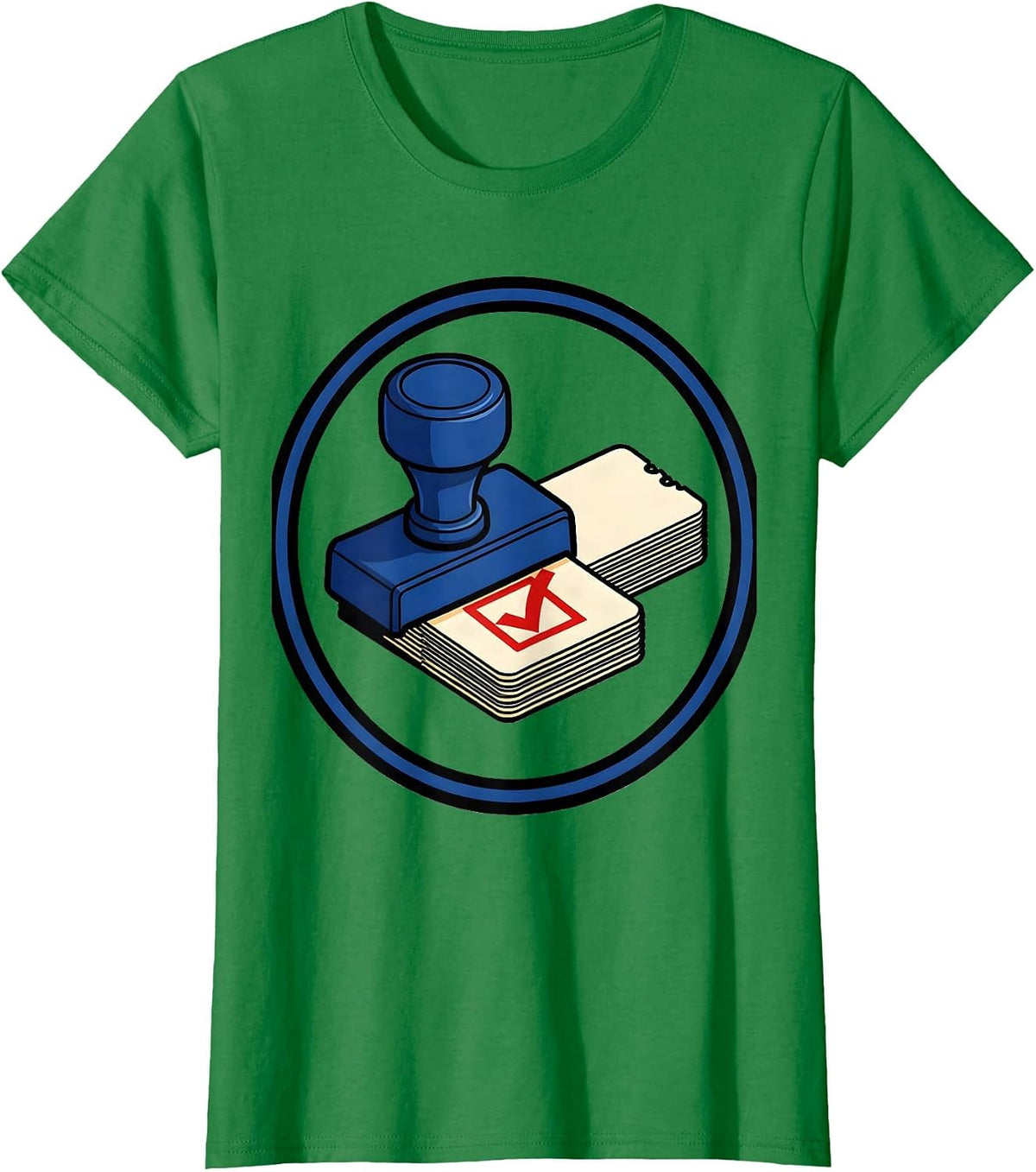 Desk Ticket Stamp IT Support Workplace Humor T-Shirt - Kelly Green