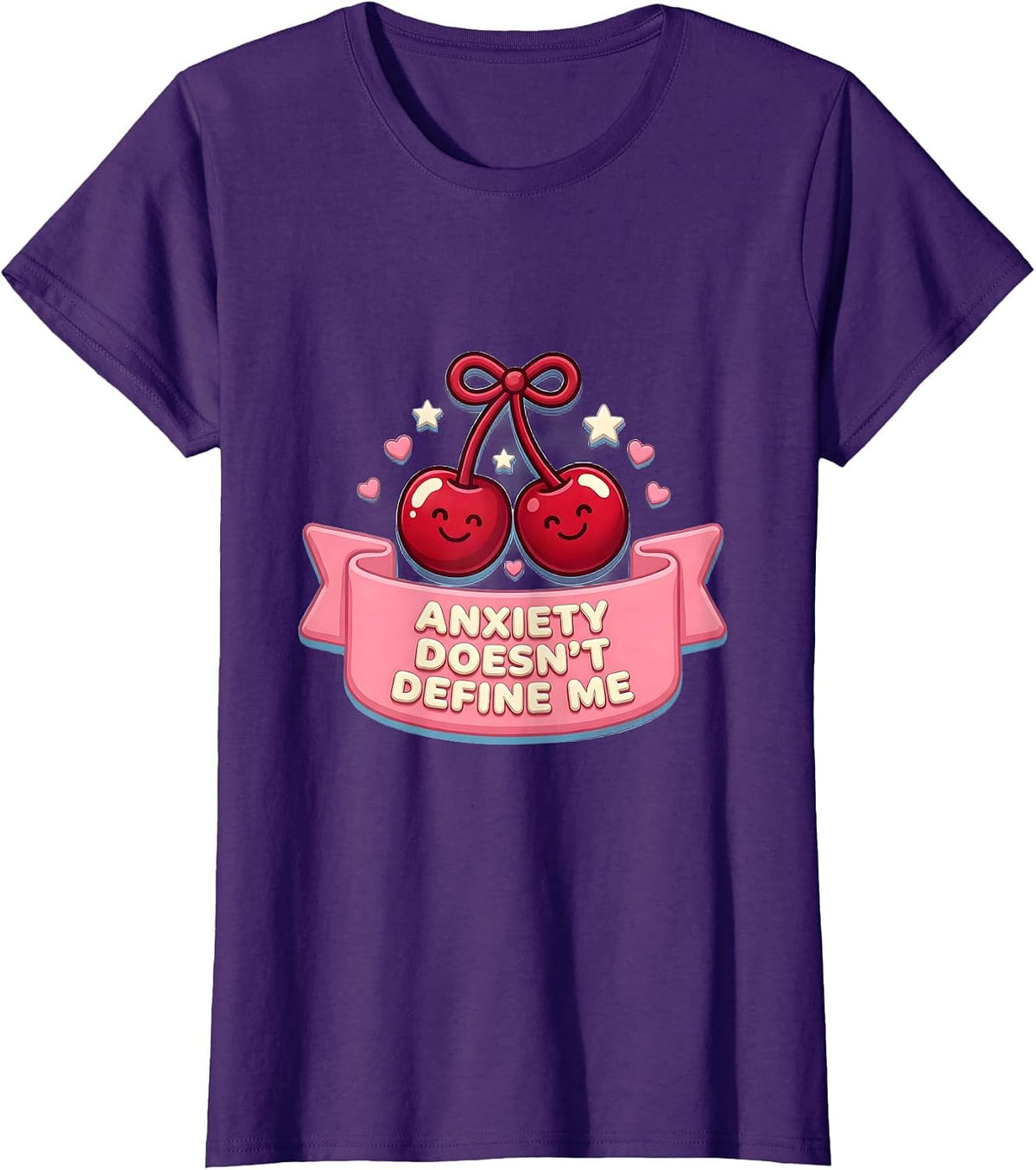 Women's Anxiety Doesn't Define Me Mental Health Design T-Shirt - Purple