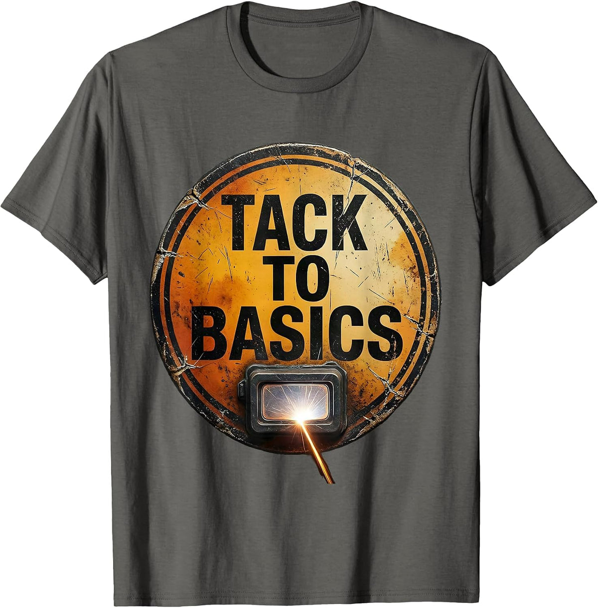Men's Tack To Basics Distressed Welder Metal Worker Trade Pride T-Shirt - Asphalt Grey
