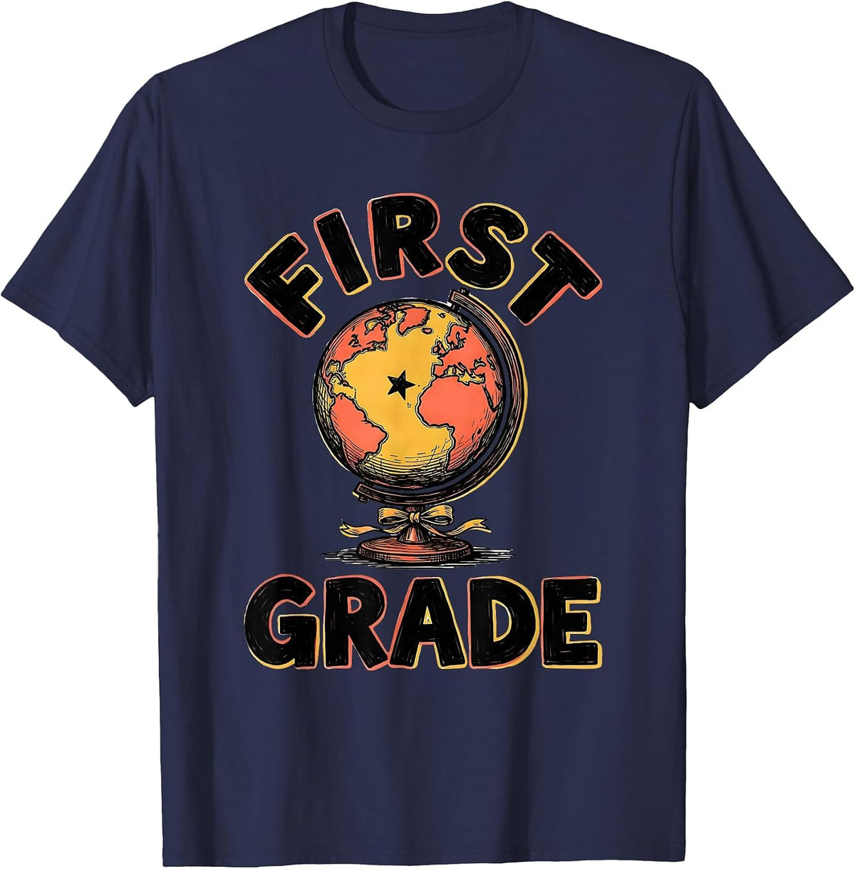 First Grade Playful Back To School First Day of First Grade T-Shirt - Navy Blue