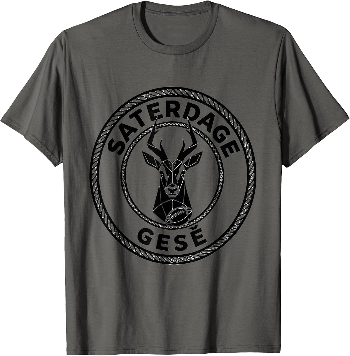 Saterdage Gesê Retro South African Rugby Bokke Fan Pride T-Shirt - Asphalt Grey