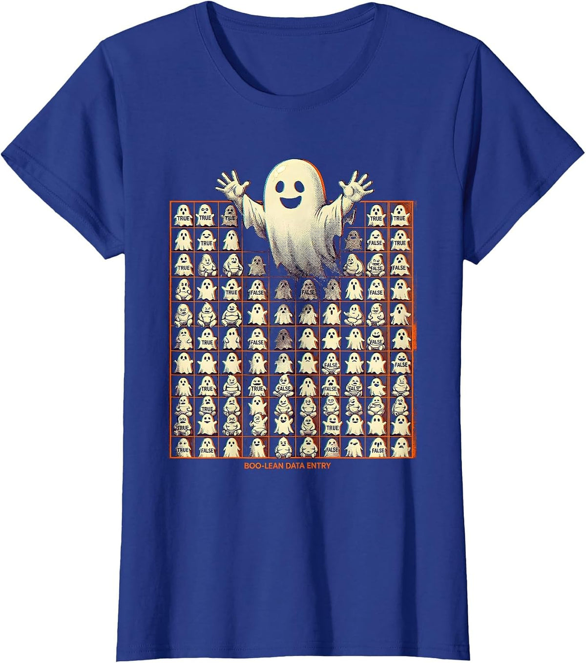 Women's Boo-lean Data Entry Halloween Meme Design T-Shirt - Royal Blue