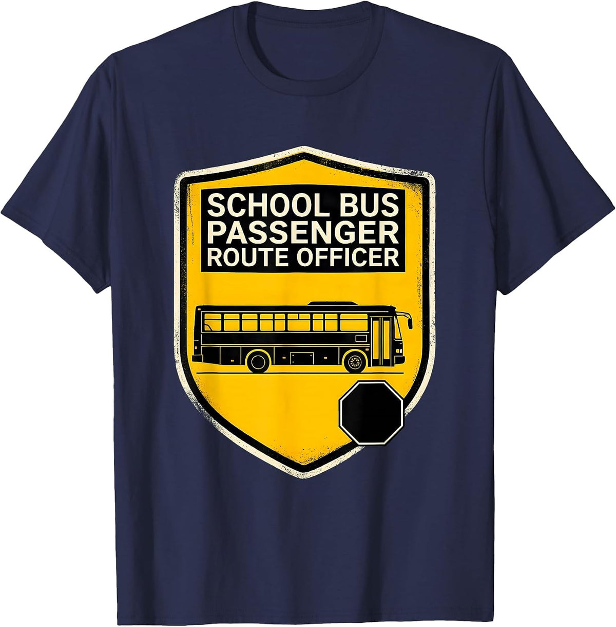 School Bus Passenger Route Officer Funny School Bus Driver T-Shirt - Navy Blue