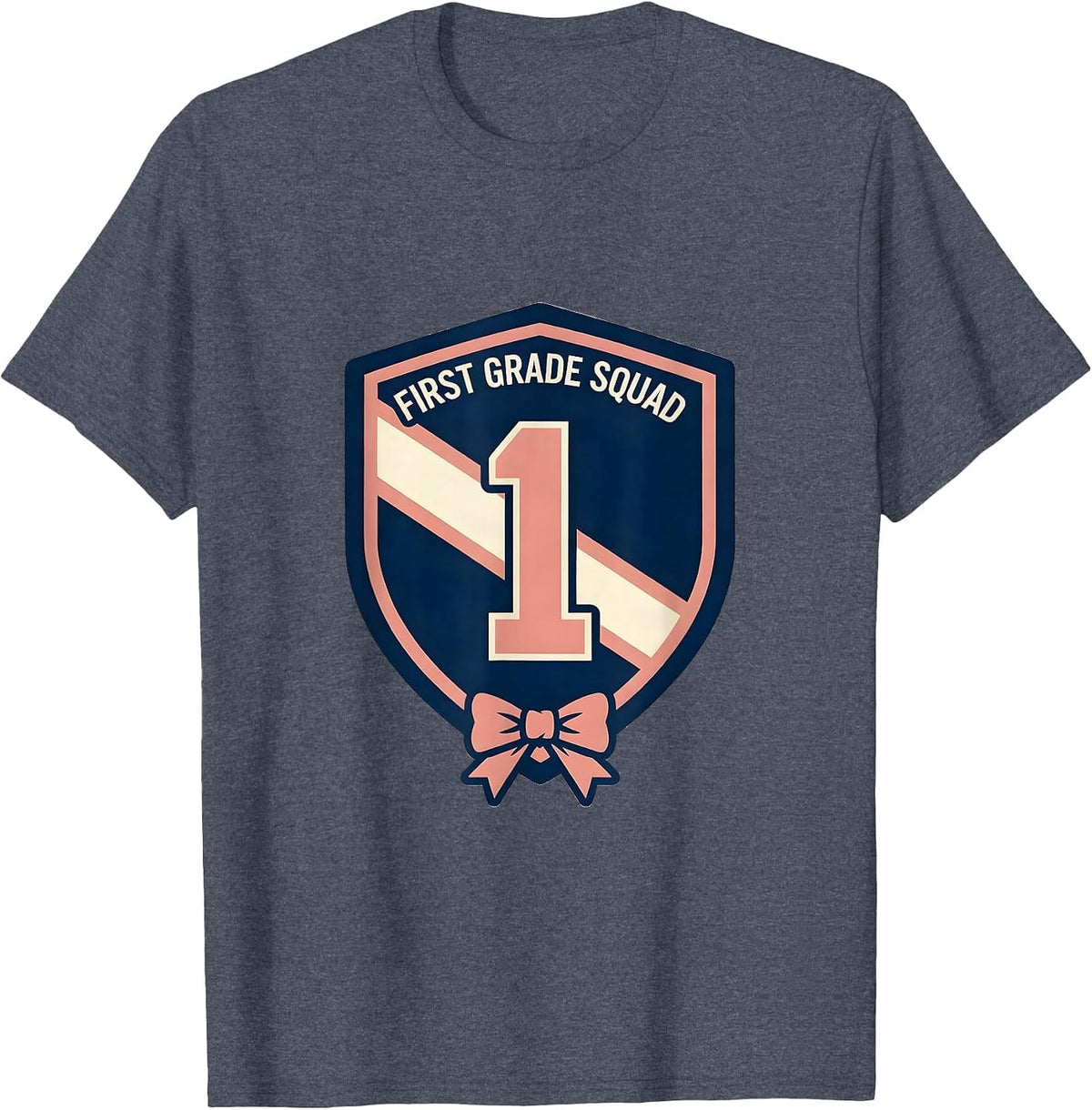 First Grade Squad Cheerful Pennant Back To School Girls T-Shirt - Heather Blue