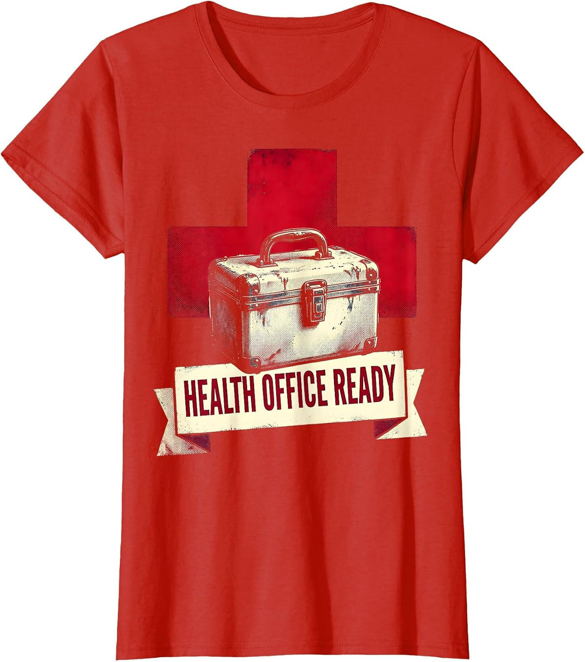 Health Office Ready School Nurse Design T-Shirt - Red