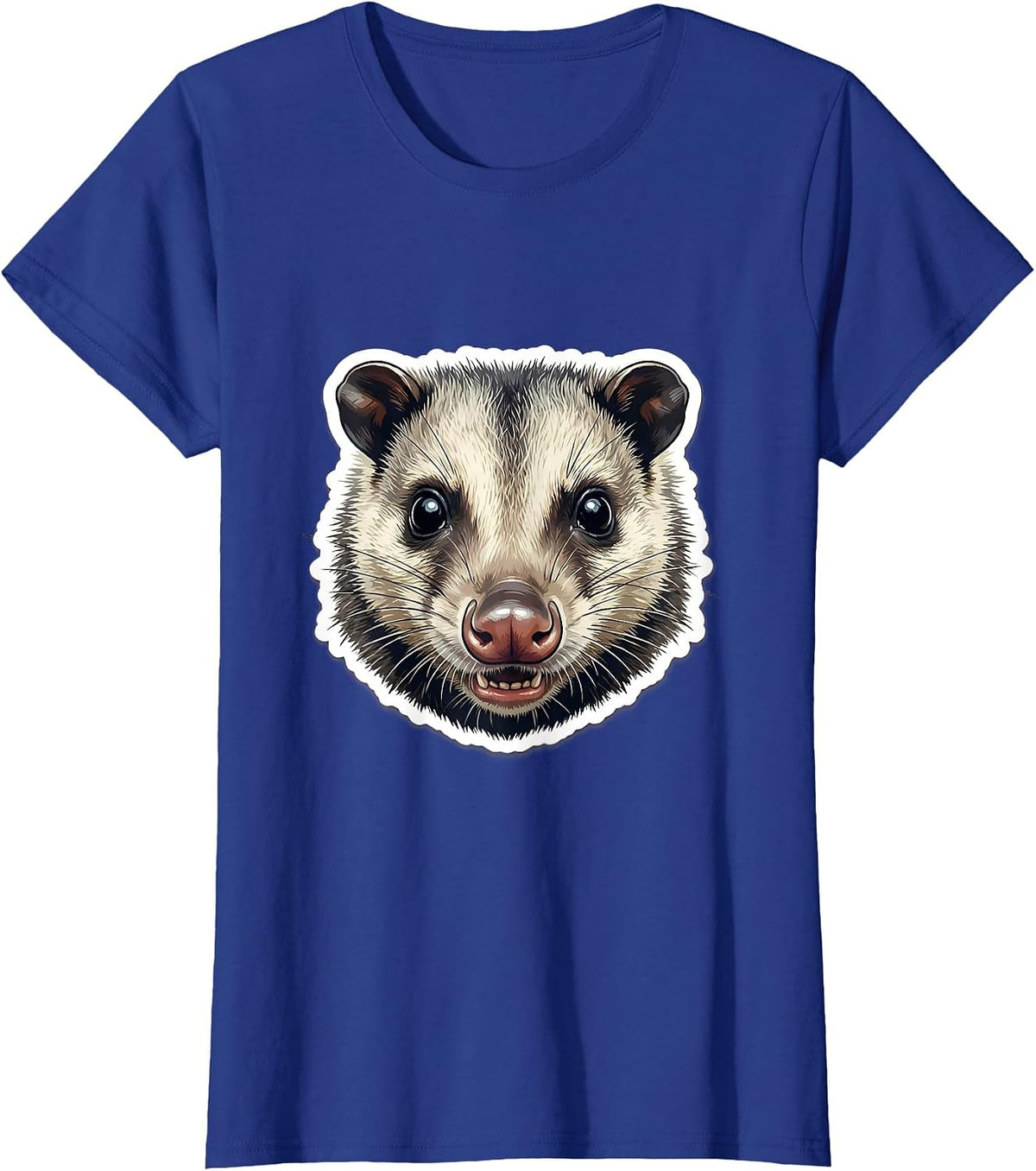 Women's Close-Up Opossum Face Graphic Tee T-Shirt - Royal Blue