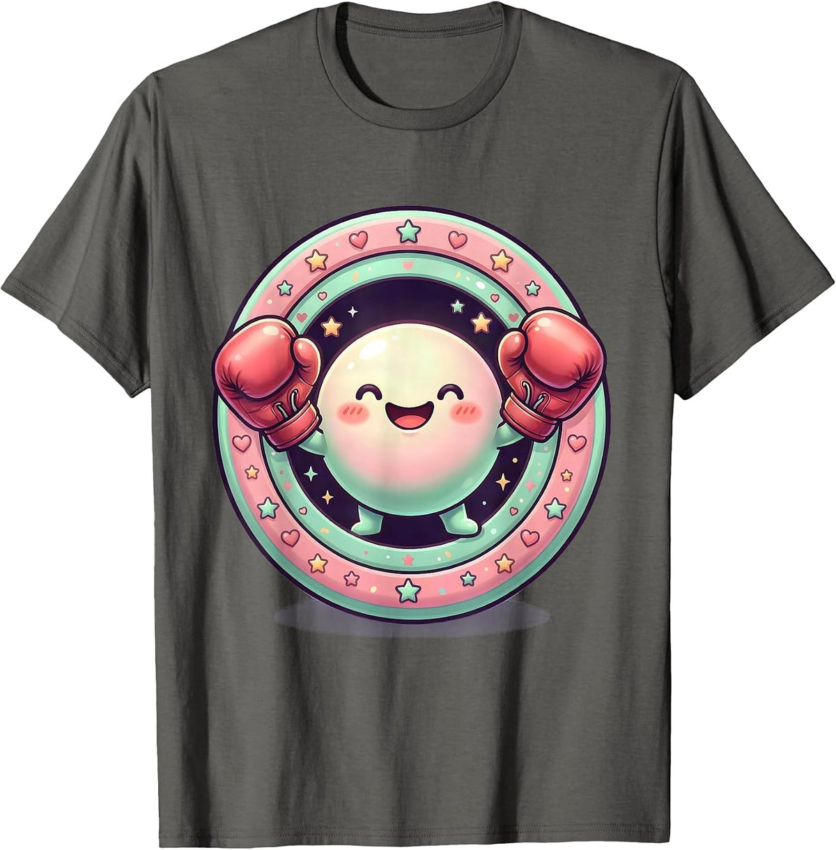 Dot Boy Boxing Gloves Raised Graphic Tee T-Shirt - Asphalt Grey