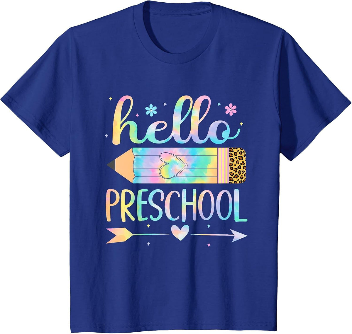 Hello Preschool Pencil Tie Dye First Day of School Kids T-Shirt - Royal Blue