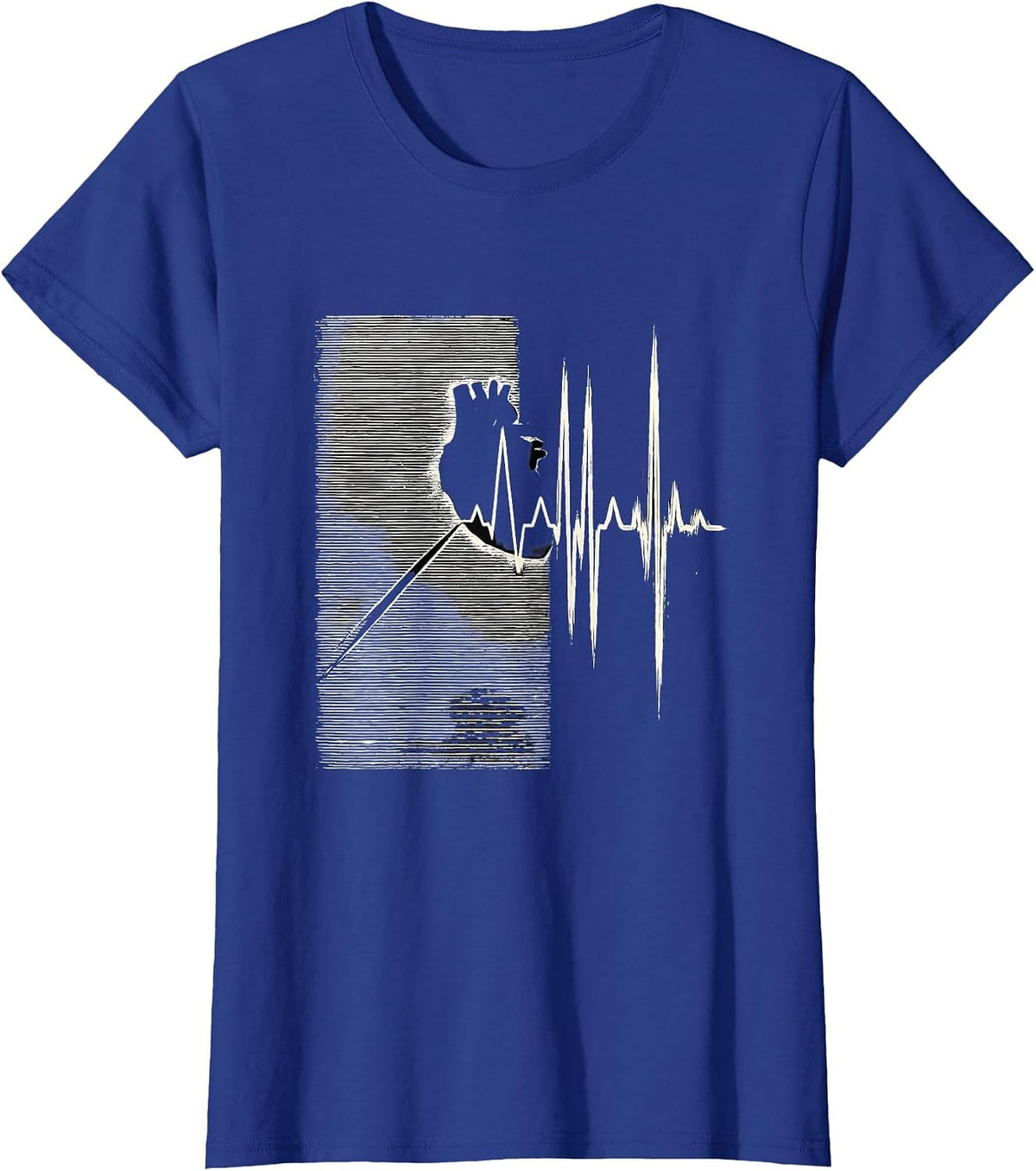 Women's Cardiac Waveform Scratchboard EKG Humor Medical T-Shirt - Royal Blue