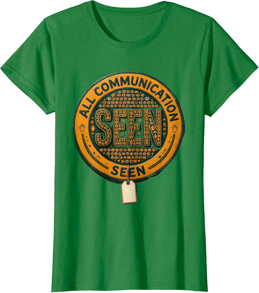 Women's All Communication Seen Folk Art AAC Awareness Month SLP T-Shirt - Kelly Green