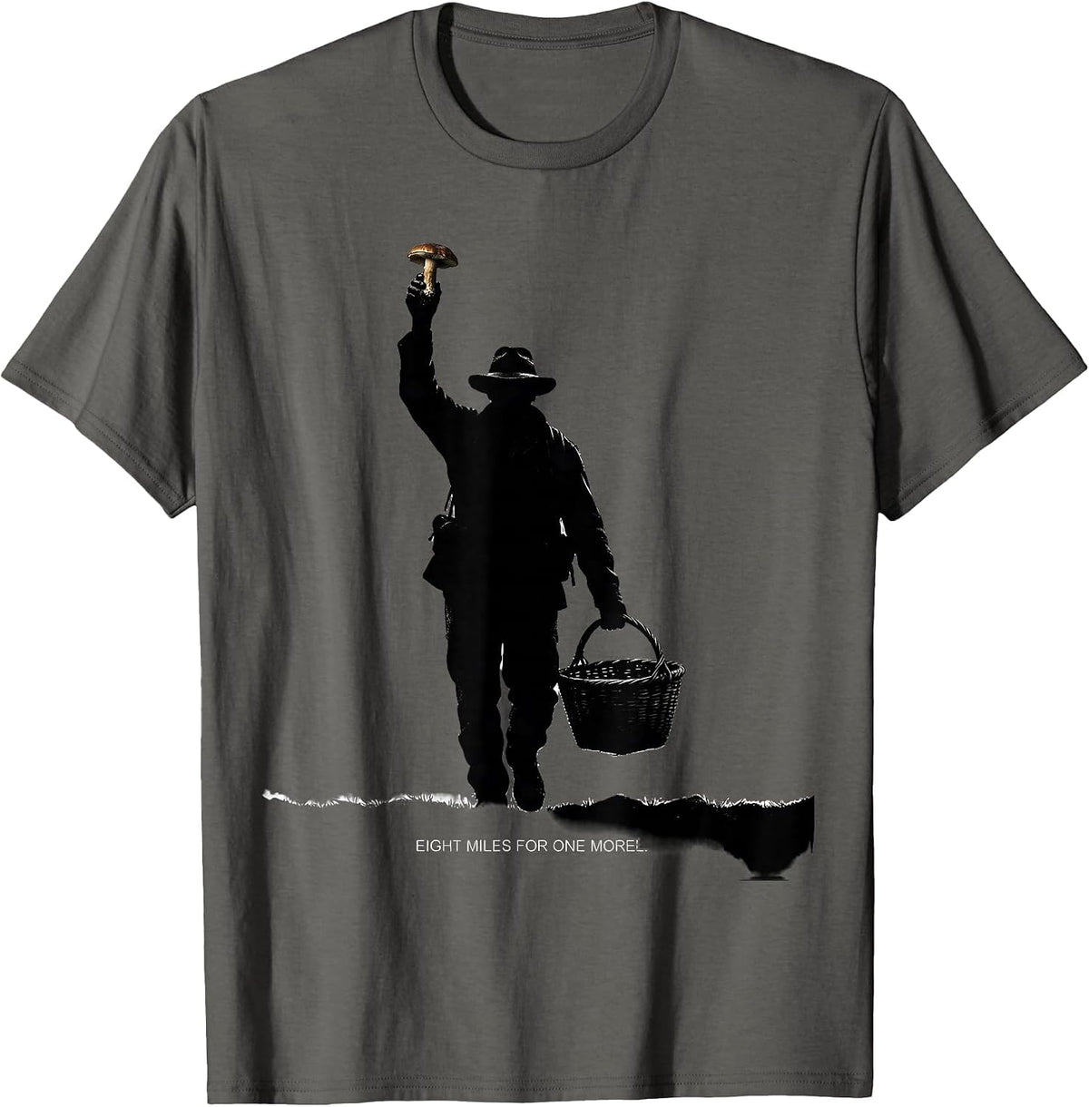 Men's Eight Miles For One Morel Funny Morel Hunter Mushroom T-Shirt - Asphalt Grey