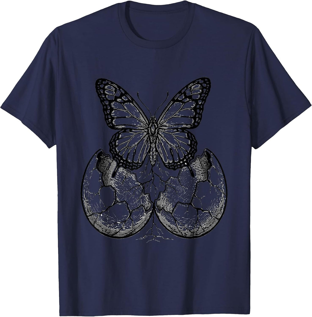 School Psychologist Butterfly Emerging From Egg T-Shirt - Navy Blue