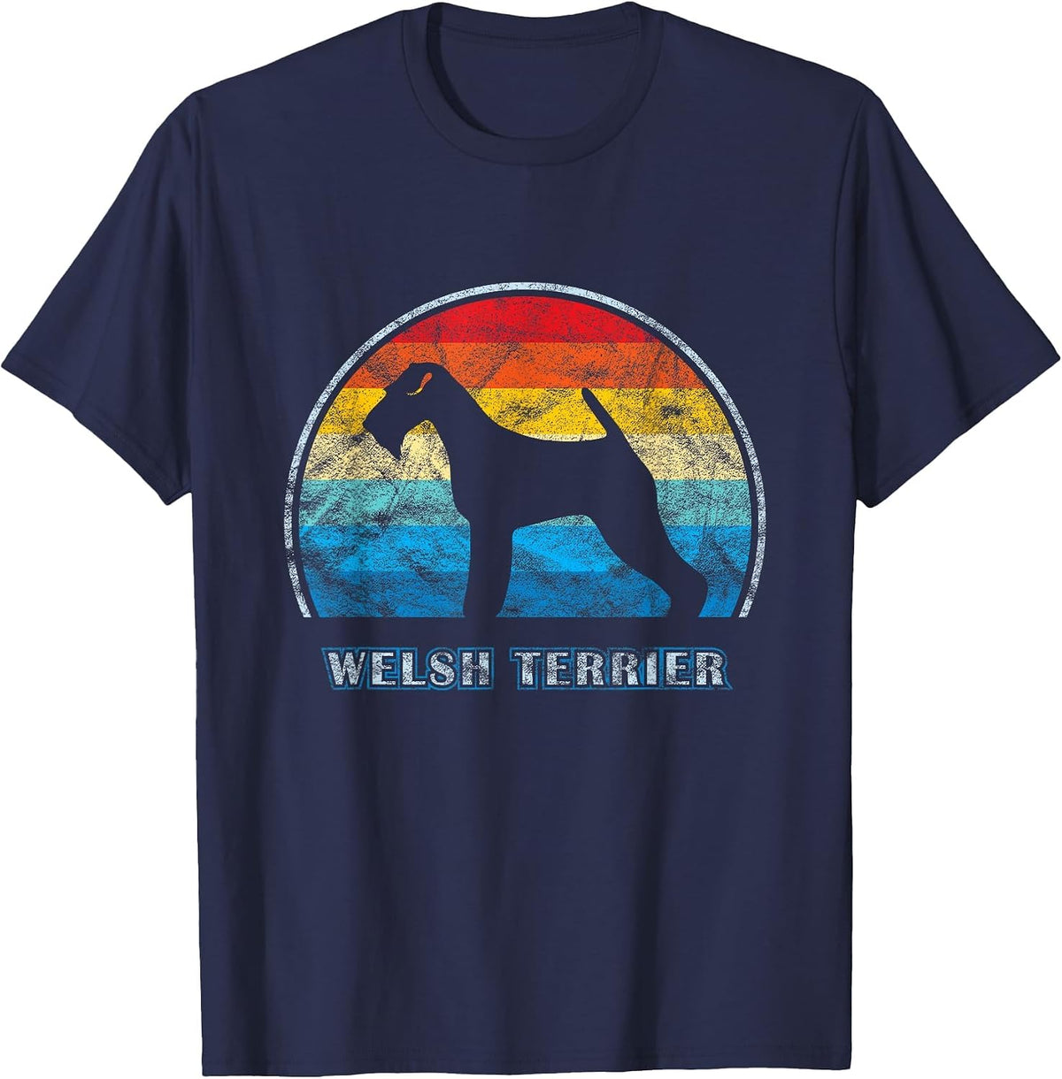 Welsh Terrier Vintage Design Dog T-Shirt - Navy Blue