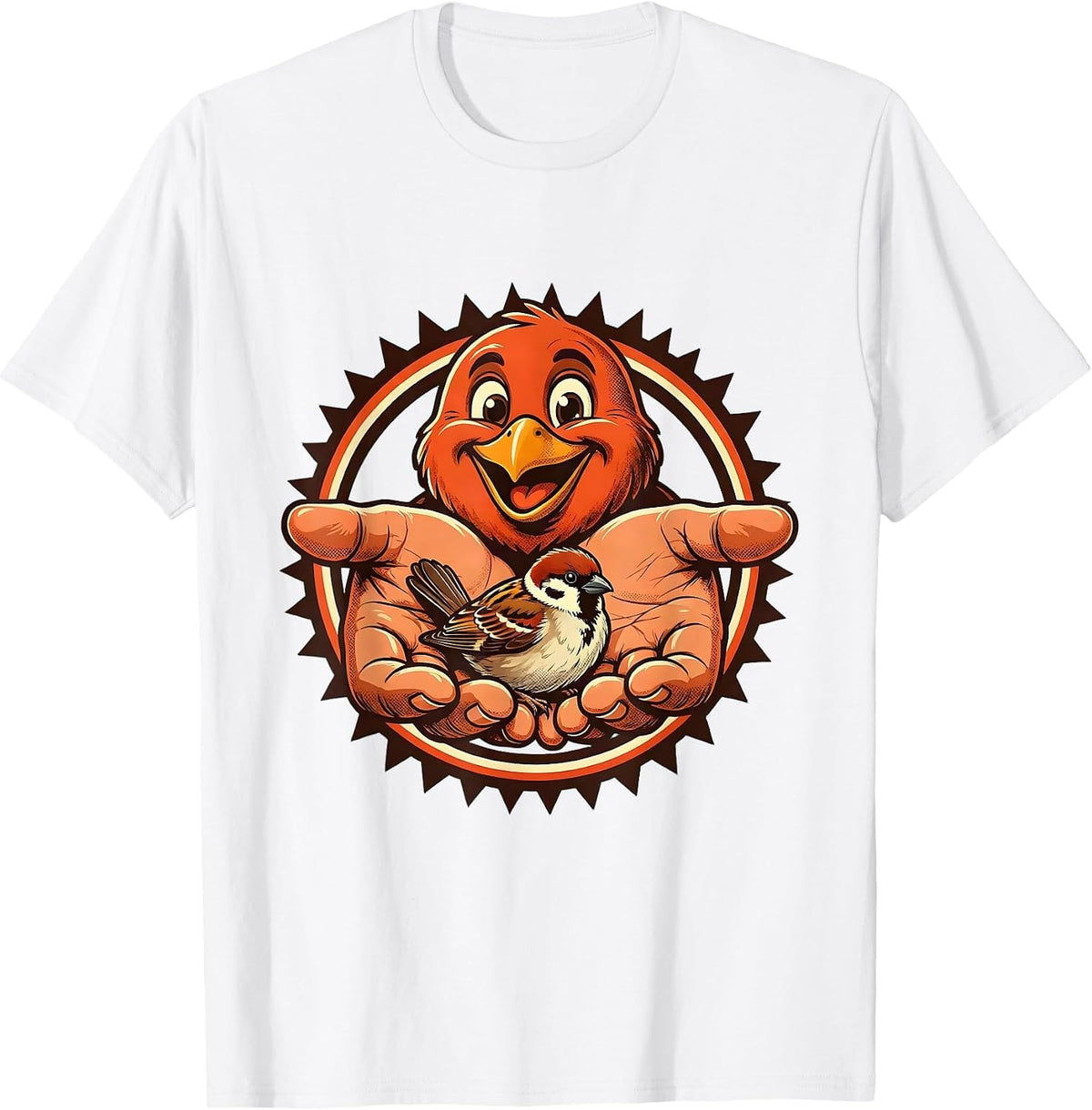 Men's Social Worker Caring Hands Cradling Bird Design T-Shirt - White