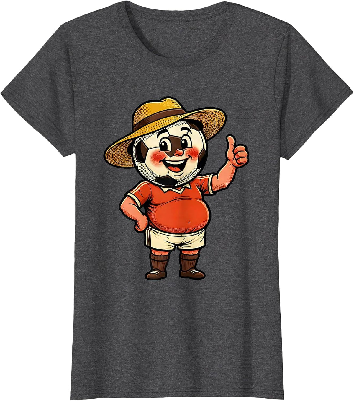 Women's Soccer Dad Sunburned Wide Brim Hat Illustration T-Shirt - Dark Heather Grey
