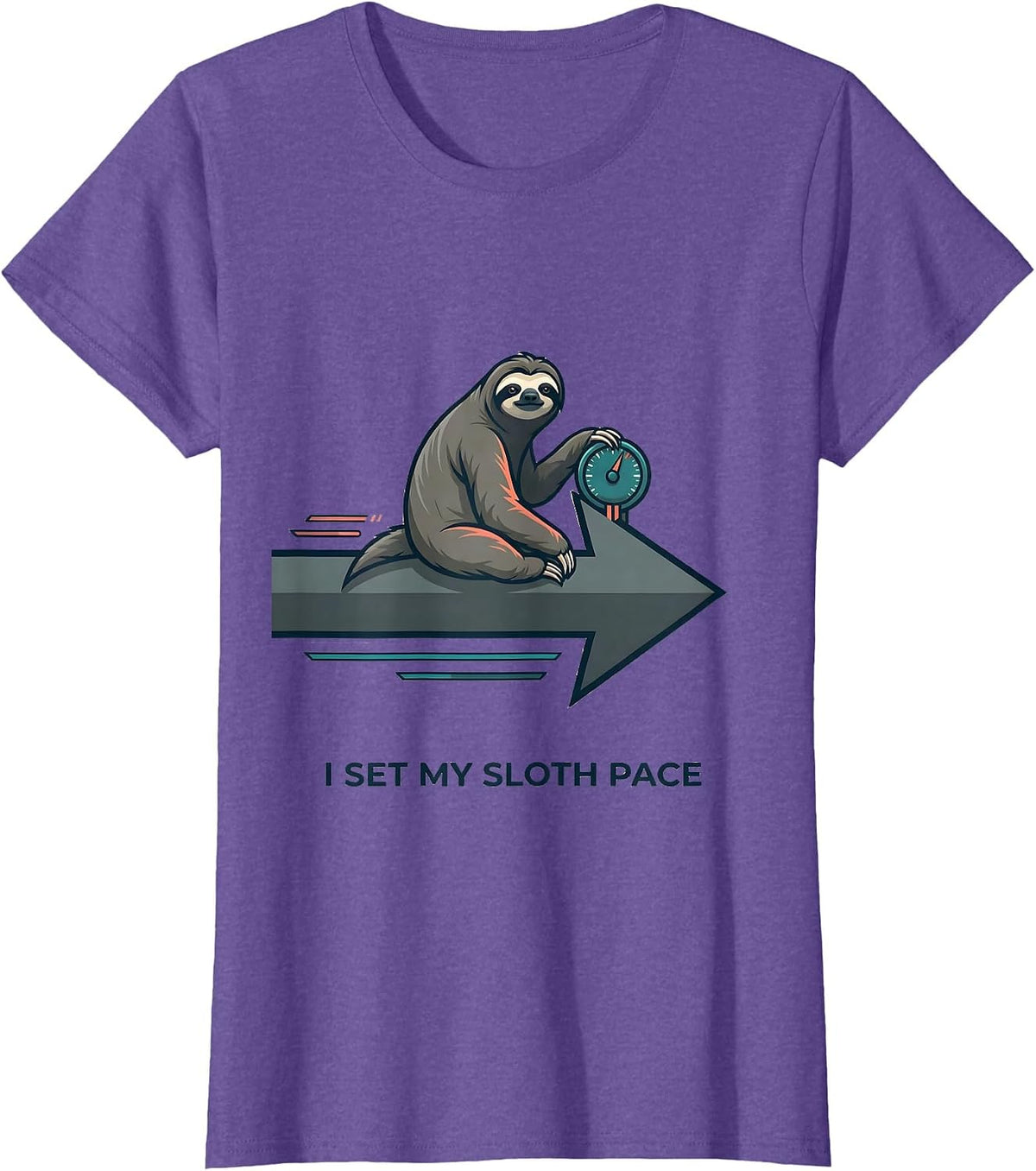 I Set My Sloth Pace Funny Sloth Lover Humor Gift T-Shirt - Purple Heather